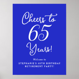 Royal Blue Cheers till 65 år Pension Party Poster