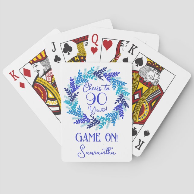 Royal Blue Cheers till 90 års Födelsedagsfest Casinokort (Baksidan)