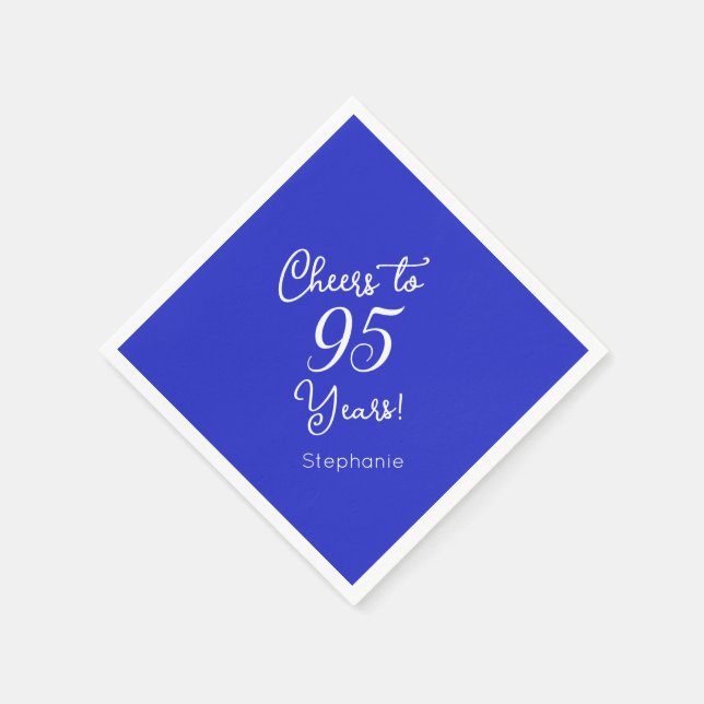 Royal Blue Cheers till 95 års 95:e Födelsedagsfest Pappersservett (Hörn)