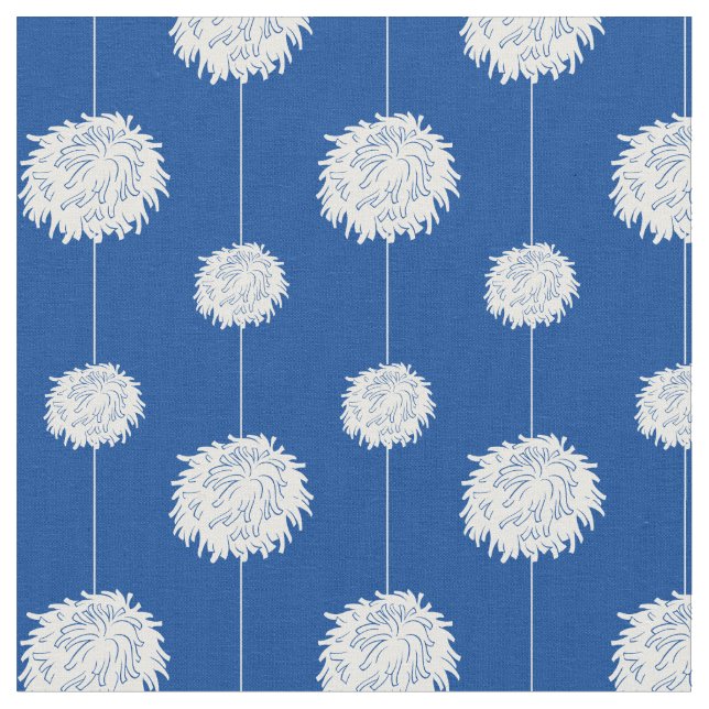 Royal Blue Cheerwriter Pom Pom Mönster Tyg (Närbild)