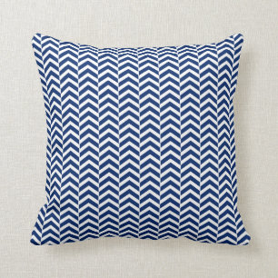Royal Blue Chevron Mönster Kudde