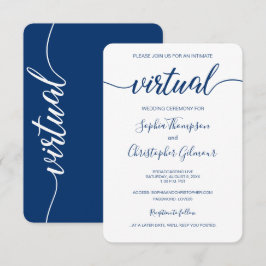 Royal Blue Chic Anpassningsbar VIRTUELLA Bröllop Inbjudningar