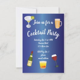 Royal Blue Cocktail Party Inbjudningar