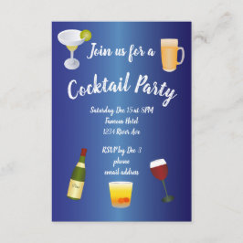 Royal Blue Cocktail Party Inbjudningar