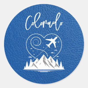 Royal Blue Colorado Passport Runt Klistermärke