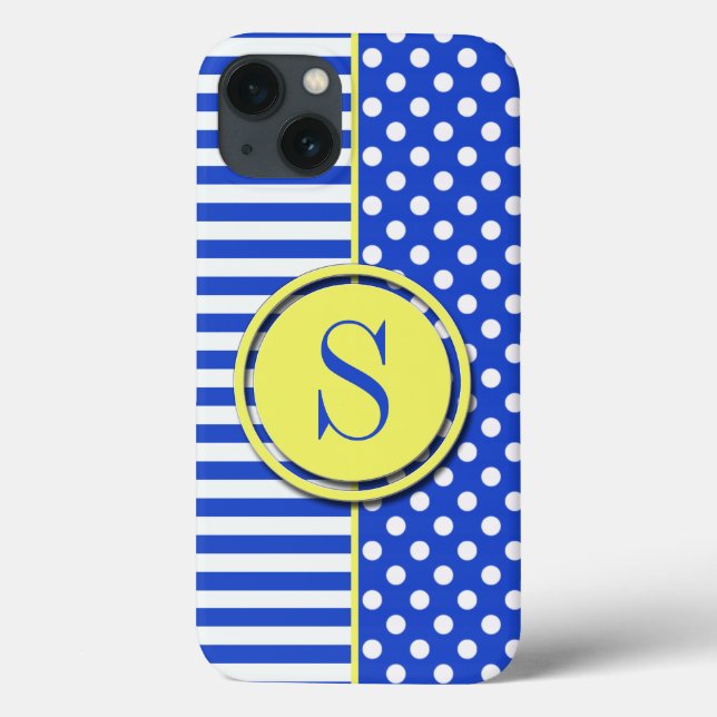 Royal Blue Combination Polka dots och Rand (Baksida)