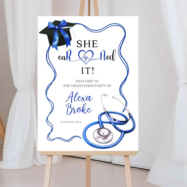 Royal Blue Coquette Nurse Graduation Welcome Sign Poster (Skapare uppladdad)