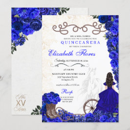 Royal Blue Cowgirl Ranchero Western Quinceanera Inbjudningar