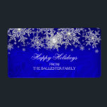 Royal Blue Crystal Pearl Snowflake Glad helg Fraktsedel<br><div class="desc">Glad helg. Jul Julafton Julfest. Royal Blue Damask Crystal Pearl Snowflake Silver Winter. Winter Wonderland Winter Address Label. Elegant kristallsnöflingdesign. Observera all platt bilder!</div>