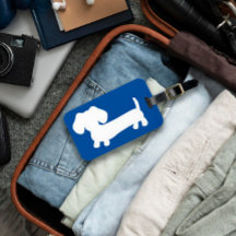 Royal Blue Dachshund Luggage Tag Wiener Hund Trave
