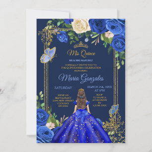 Royal Blue Dacks Mis Quince 15th Girl Birthday Inbjudningar