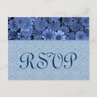 Royal Blue Daisy Damask Wedlings OSA Kort