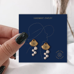 Royal Blue Dam Juderly Earrings Visning Fyrkantigt Visitkort