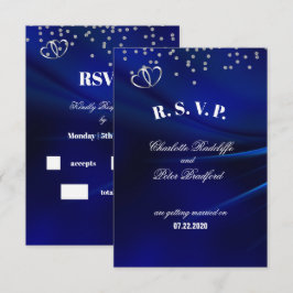 Royal Blue Diamanter & Hjärtan Bröllop RSVP-kort OSA Kort