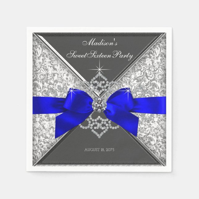 Royal Blue Diamond Bow Pappersservett (Framsidan)