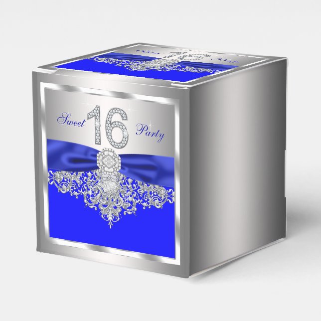 Royal Blue Diamond Sweet 16 Presentaskar (Framsidan Sidan)