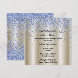Royal Blue Diamonds bröllop blue crystal guld Inbjudningar