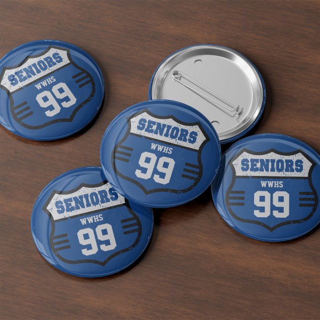 Royal Blue Distress Seniors Road Sign Knapp (Skapare uppladdad)