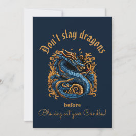 Royal Blue Dragon Birthday Card Inbjudningar