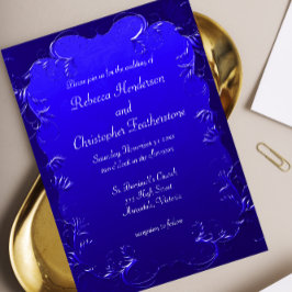 Royal Blue Elegance Bröllop Inbjudningar