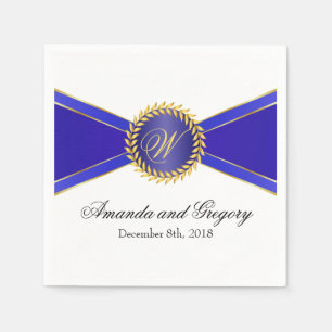 Royal Blue Elegance Monogram Pappersservett