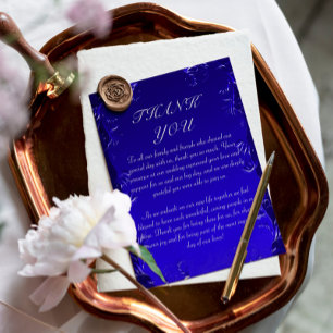 Royal Blue Elegant bröllop Tack Kort
