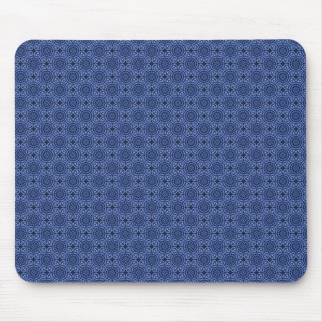 Royal Blue Elegant Circles Mousepad Musmatta (Framsidan)