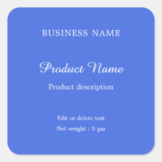 Royal Blue Elegant Modern Minimal produktetikett Fyrkantigt Klistermärke