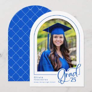 Royal Blue Elegant Photo 2025 Grad-meddelande Inbjudningar