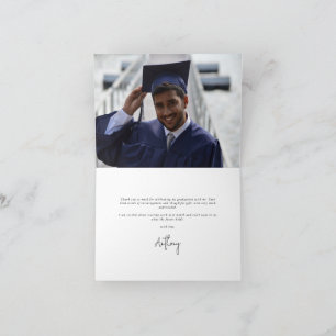 Royal Blue Elegant Script Photo+Message Studenten Tack Kort