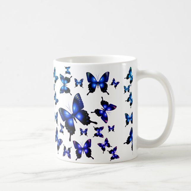 Royal Blue Elegant Whimsique Butterflies Kaffemugg (Höger)