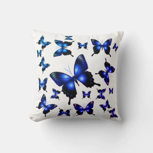 Royal Blue Elegant Whimsique Butterflies Kudde