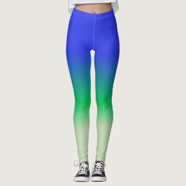 Royal Blue Emerald Sage Grönt Ombre Leggings