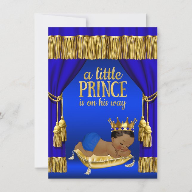 Royal Blue Ethnic Prince Baby Shower-inbjudningar Inbjudningar (Framsida)