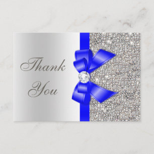 Royal Blue Faux Bow Silver Sequins Tack Kort