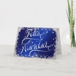 Royal Blue Feliz Navidad Typography PERSONLIG Helgkort