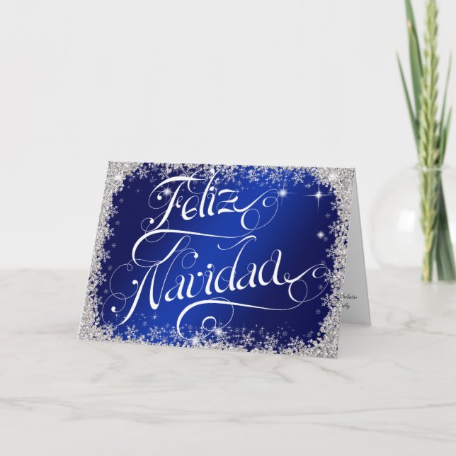 Royal Blue Feliz Navidad Typography PERSONLIG Helgkort (Framsida)