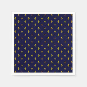 Royal Blue Fleur De Lis Mönster Pappersservett