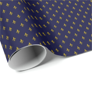 Royal Blue Fleur De Lis Mönster Presentpapper