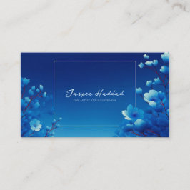 Royal Blue Floral Modern Geometric Elegant Visitkort