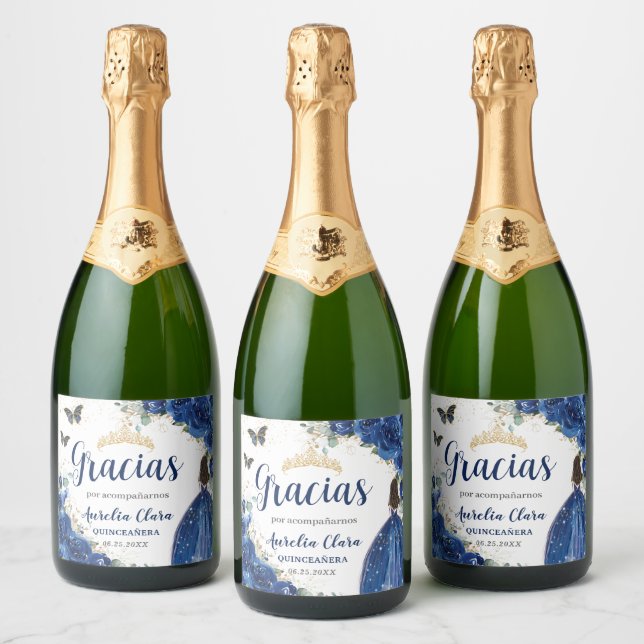 Royal Blue Floral Princess Dress Gold Quinceañera (Flaskor)