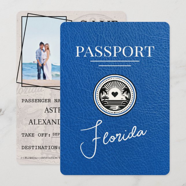 Royal Blue Florida Passport Spara datum Spara Datumet (Fram/baksida)