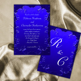 Royal Blue Flourlies Classic Elegant bröllop Inbjudningar