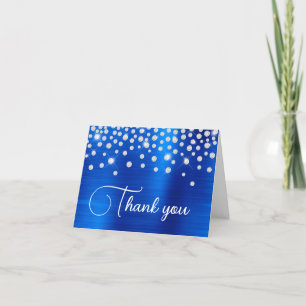 Royal Blue Foil Diamond Confetti 50:e födelsedagen Tack Kort