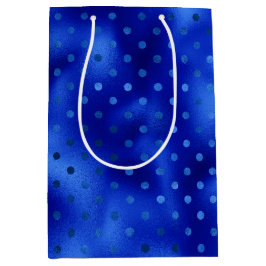 Royal Blue Foil Polka Dot Hanukkah Medium Gift Bag