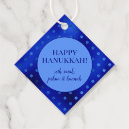 Royal Blue Foil Polka Dot Hanukkah Personlig Gåvor Etiketter