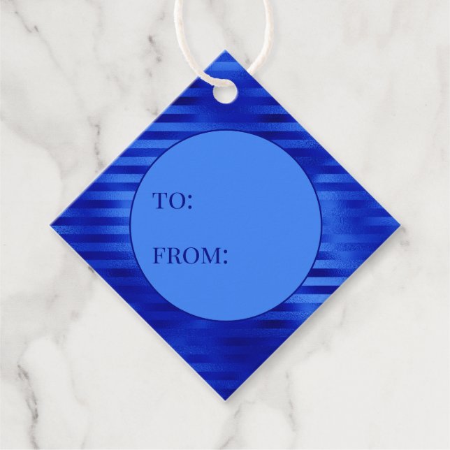 Royal Blue Foil Stripe to from Hanukkah Gåvor Etiketter (Framsida)
