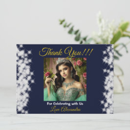 Royal Blue Foto Boho Quinceañera Spanska Favorer Tack Kort