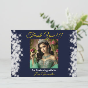 Royal Blue Foto Boho Quinceañera Spanska Favorer Tack Kort