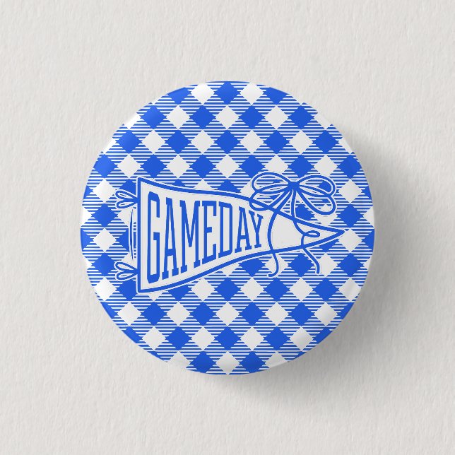 Royal Blue Game Day Gingham Vimpelbow Knapp (Framsida)